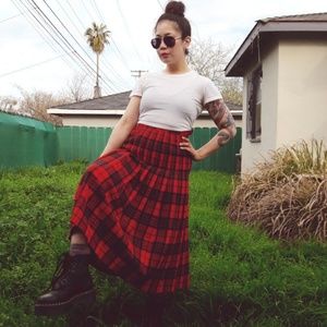 Red Blue Tartan Skirt 100% Wool Pendleton Pleated